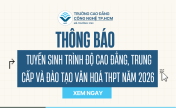 Thông báo tuyển sinh trình độ Cao đẳng, Trung cấp và đào tạo văn hoá THPT năm 2026
