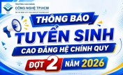 THÔNG BÁO TUYỂN SINH CAO ĐẲNG HỆ CHÍNH QUY ĐỢT 2 NĂM 2026