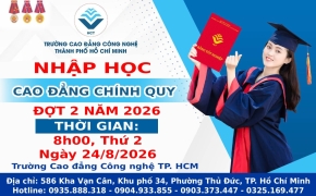THÔNG BÁO NHẬN HỒ SƠ NHẬP HỌC CAO ĐẲNG CHÍNH QUY ĐỢT 2 VÀO NGÀY 24 THÁNG 8 NĂM 2026