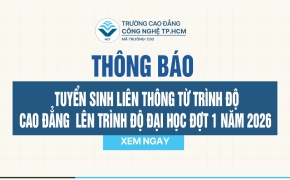 THÔNG BÁO TUYỂN SINH LIÊN THÔNG TỪ TRÌNH ĐỘ CAO ĐẲNG  LÊN TRÌNH ĐỘ ĐẠI HỌC ĐỢT 1 NĂM 2026 