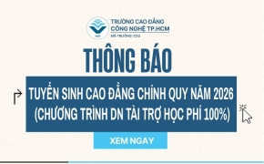 THÔNG BÁO TUYỂN SINH CAO ĐẲNG CHÍNH QUY NĂM 2026 (CHƯƠNG TRÌNH DOANH NGHIỆP TÀI TRỢ HỌC PHÍ 100%)